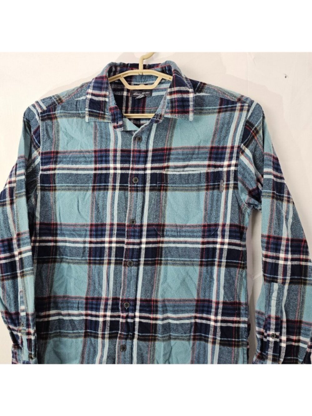 Eddie Bauer Button Up Shirt Mens M Blue Plaid Long Sleeve Cotton Flannel Top - Picture 3 of 11